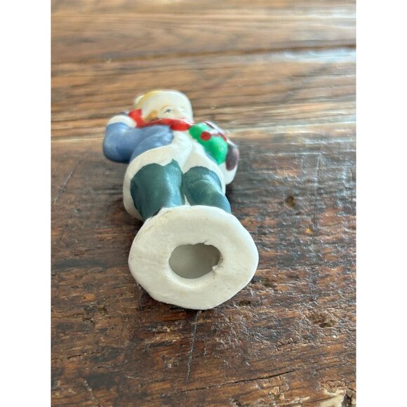 Vintage Ceramic Snowman & Boy Figurines Holding Gifts Christmas Village Figurine - Picture 7 of 12